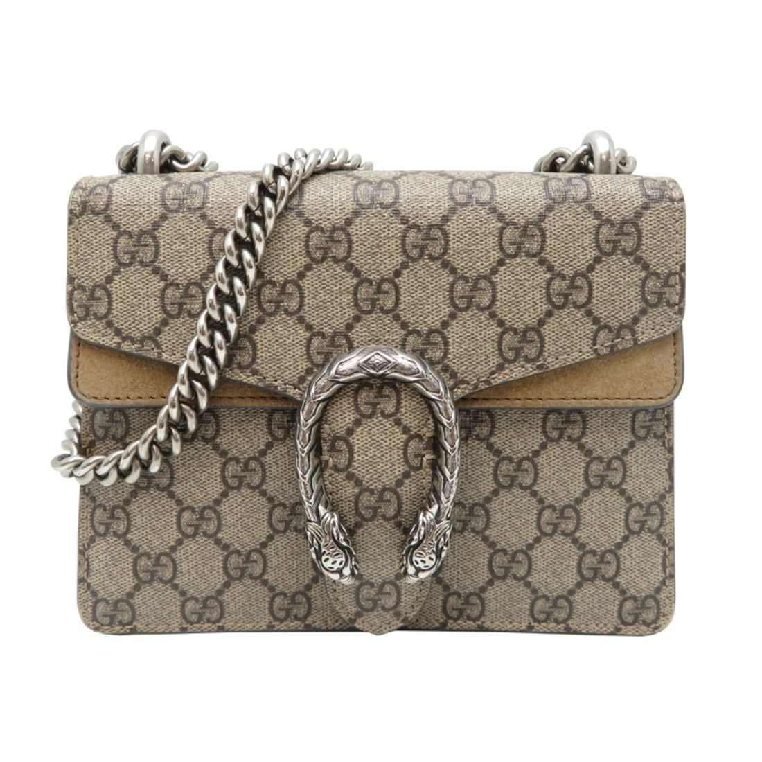 Gucci Dionysus Chain Shoulder Bag 421970 GG Supreme Beige: --- Catalog ---Category: SizeSize (HxWxD): 15cm x 20cm x 5.5cm / 5.9'' x 7.87'' x 2.16''Strap Length: 66cm - 117cm / 25.98'' - 46.06''Category: DesignType: Shoulder bagColor: BeigeGender: WomenMateria