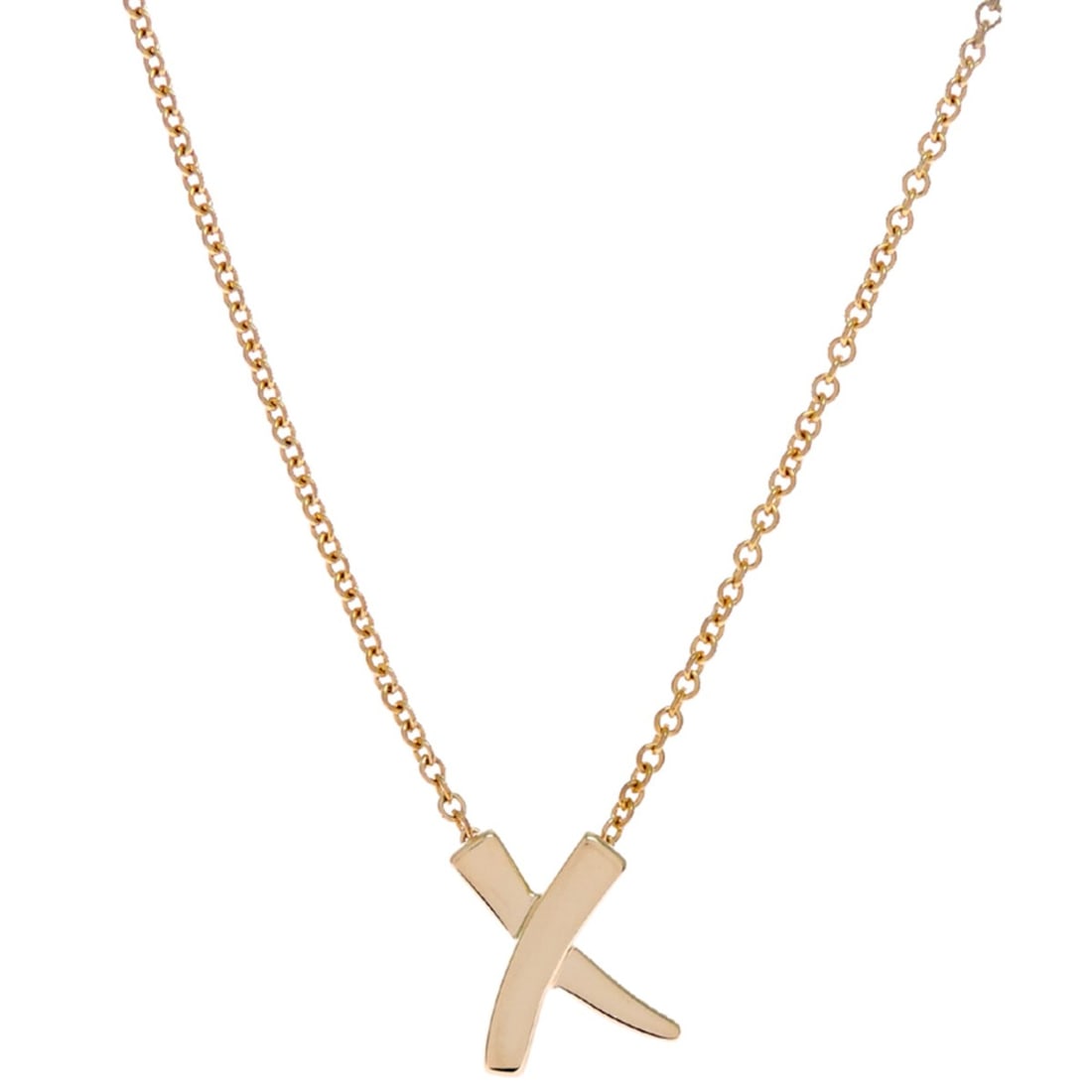 Tiffany Paloma Picasso Kiss Women's Necklace in 750 Yellow Gold: --- Catalog ---Category: SizeWidth: 0.5mm / 0.02''Weight: 2.3g / 0.08oz.Pendant Size: 9.5mm x 8mm / 0.37'' x 0.31''Neck Circumference: 41 cm / 16.14''Category: DesignGender: WomenMaterial: Yellow gold