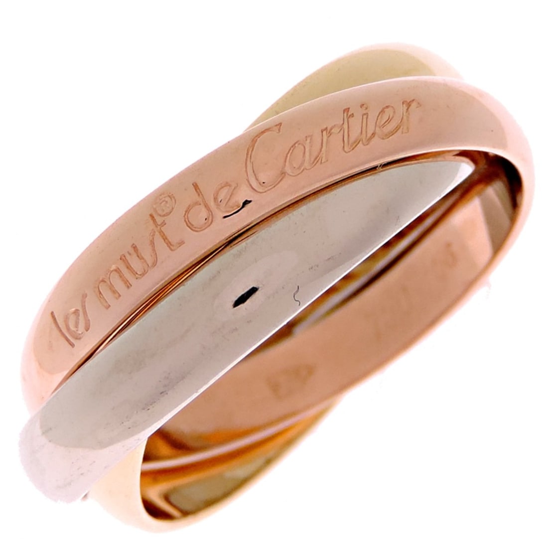 Cartier Trinity #56 Ring for Men and Women, 750 Pink Gold,: --- Catalog ---Category: SizeWidth: 7.1mm / 0.28''Weight: 8.8g / 0.31oz.JP Size: 16US Size: 8Inner Diameter: 18.00mm / 0.71''Category: DesignType: Band ringGender: WomenMaterial: Pink gold (18K), Whit