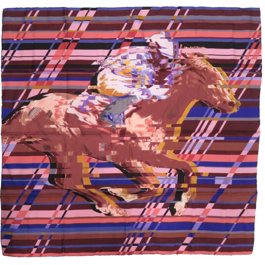 Like new Hermès Carré 90 Photo Finish silk scarf/muffler in brown, purple, and pink. 0739HERMES (1 of 17)