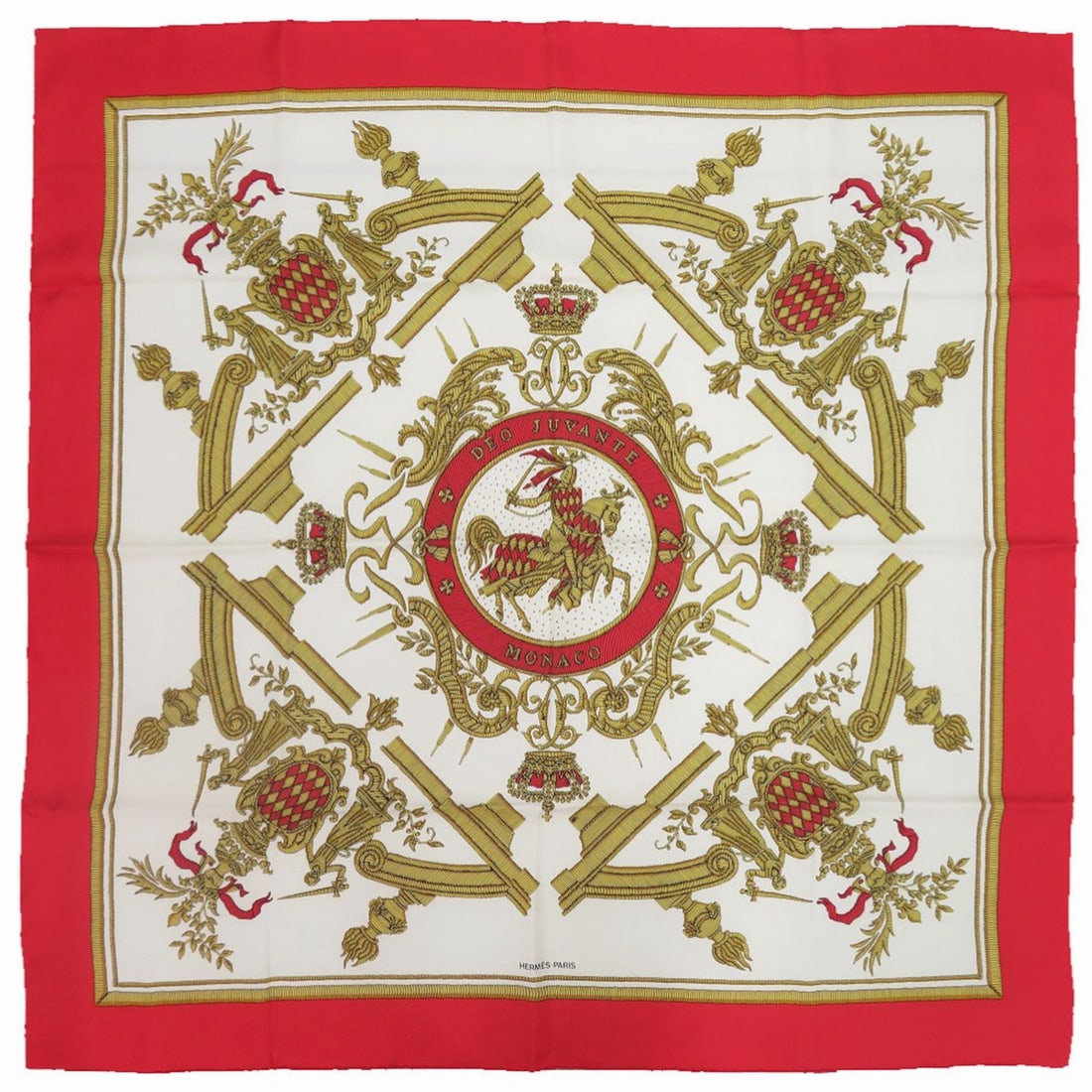 Like new Hermès Carré 90 DEO JUVANTE MONACO silk scarf/muffler in red, white, and gold (1 of 18)