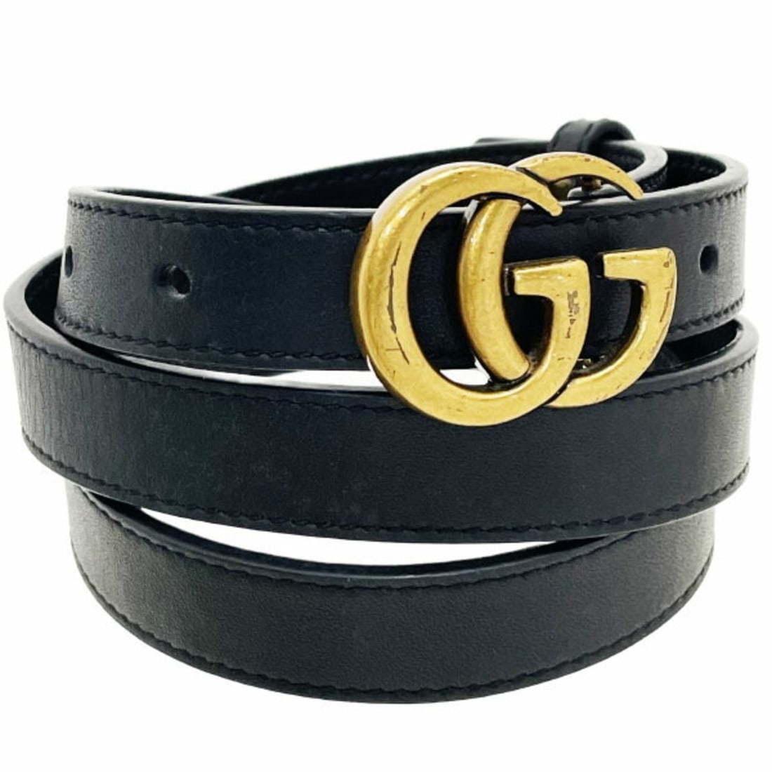 Gucci GG Marmont Women's Leather Belt, Black Buckle, Size 90cm, 409417, GUCCI Double G Narrow (1 of 11)