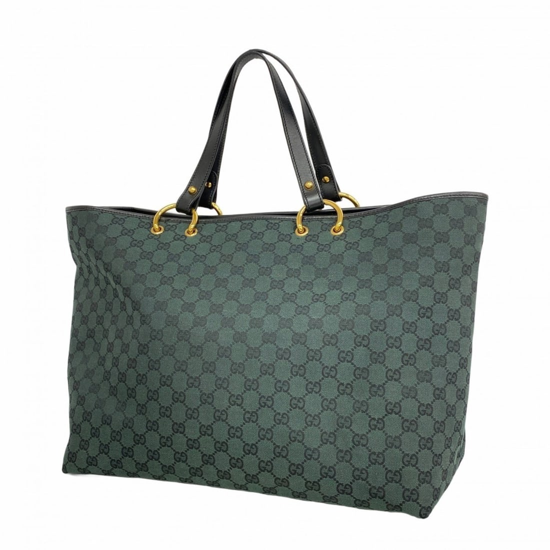 Gucci Tote Bag GG Canvas 285768 Green Black Women's (1 of 10)