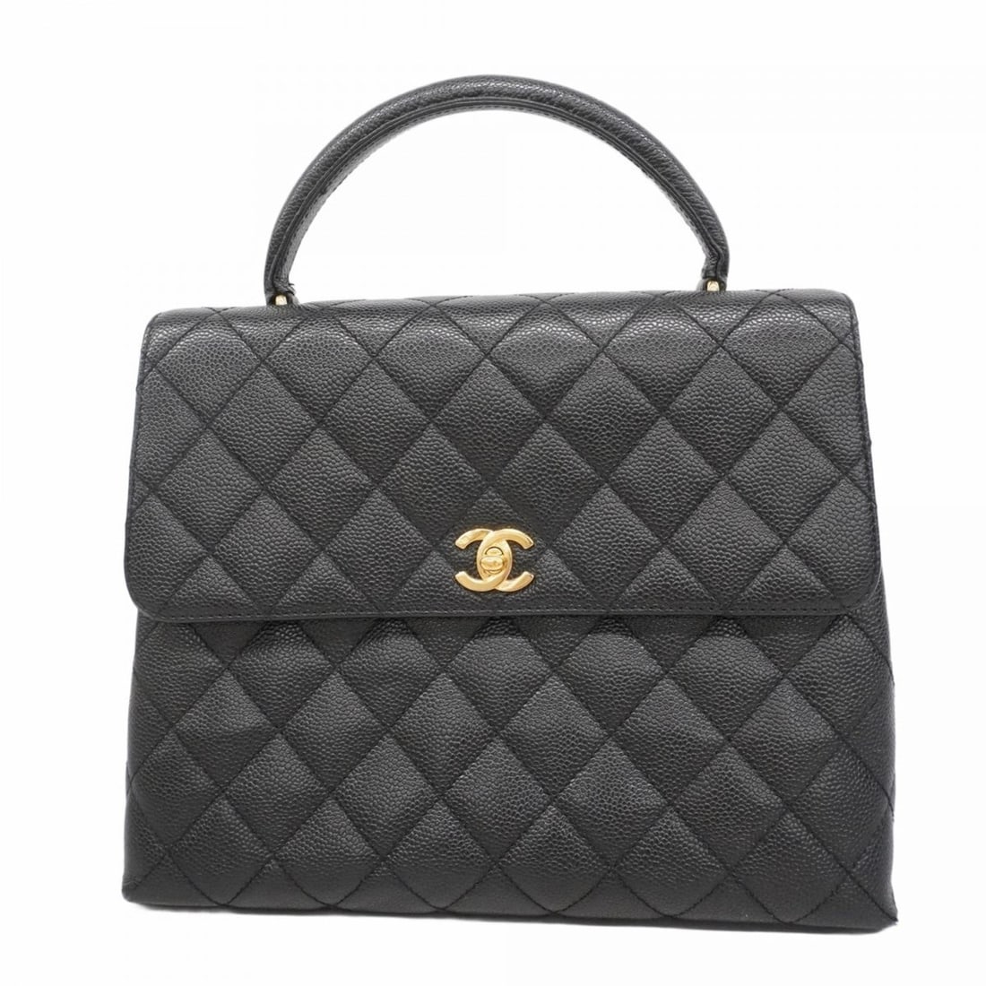 Chanel Matelasse Caviar Leather Handbag, Black, Women's: --- Catalog ---Category: SizeSize (HxWxD): 23cm x 29.5cm x 12cm / 9.05'' x 11.61'' x 4.72''Category: DesignType: HandbagColor: BlackGender: WomenMaterial: Grained Calfskin Hardware Color: GoldCategory