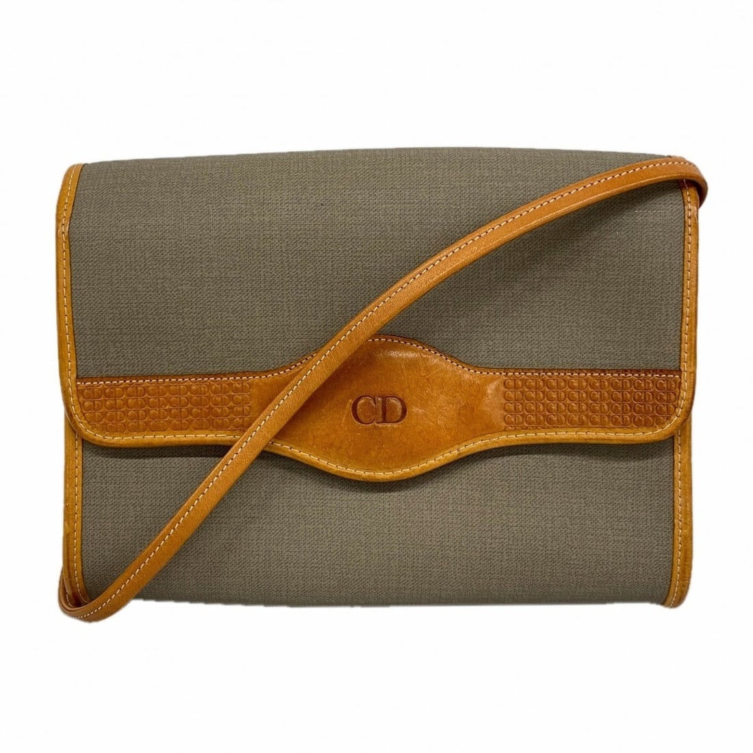 Christian Dior Shoulder Bag Leather Gray Beige Women's: --- Catalog ---Category: SizeSize (HxWxD): 16.5cm x 22cm x 5cm / 6.49'' x 8.66'' x 1.96''Category: DesignType: Shoulder bagColor: Beige, GrayGender: WomenMaterial: Leather , PVC Hardware Color: GoldCa