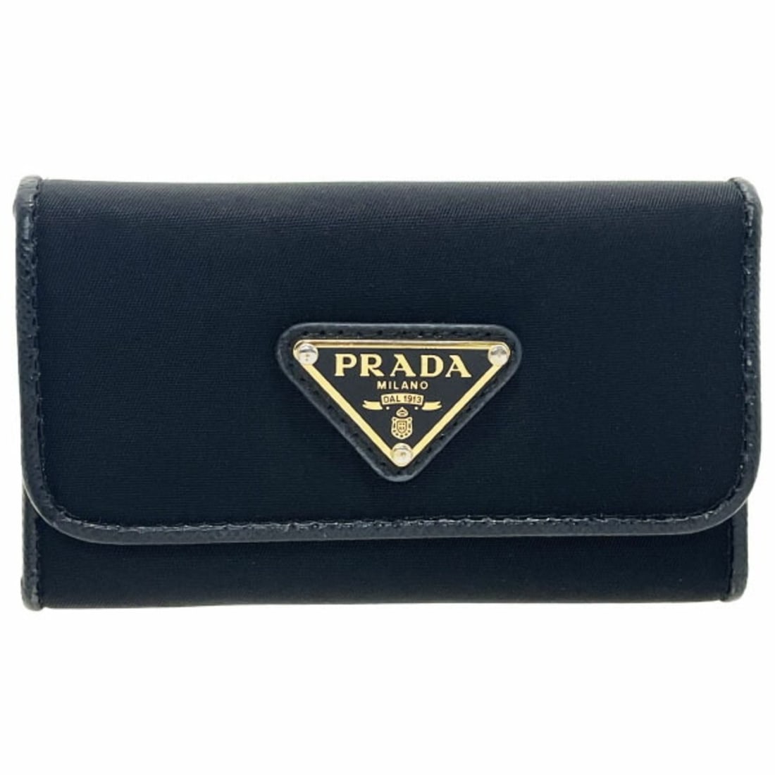 Prada Triangle Key Case, 6-Key Holder, Nylon, Black, 1M0222, PRADA Plate, NERO, TT-16441 (1 of 10)