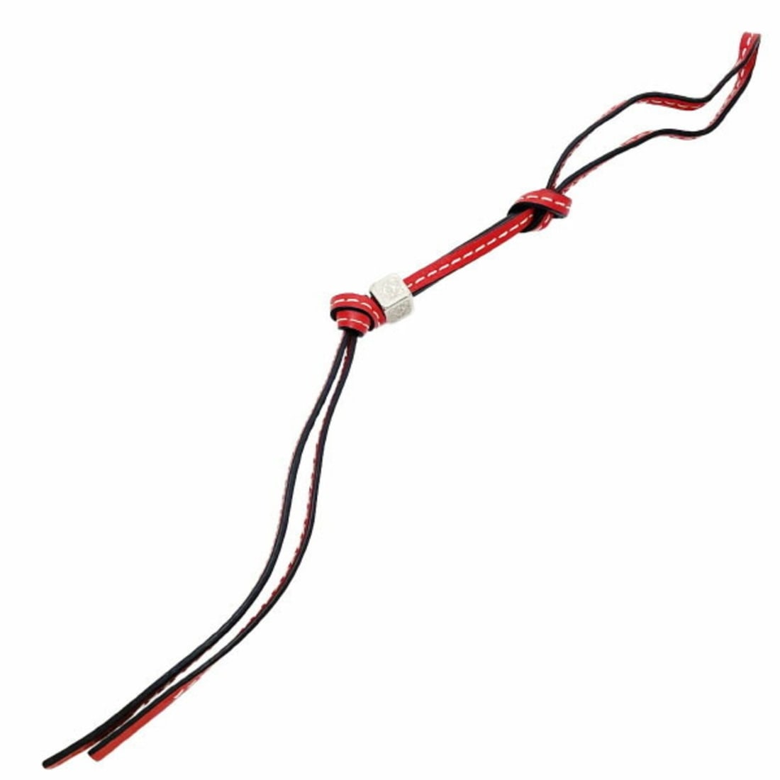 LOEWE Anagram Charm Small Strap Leather Metal Red Silver Knot Dice Bag Keychain TT-16665 (1 of 10)