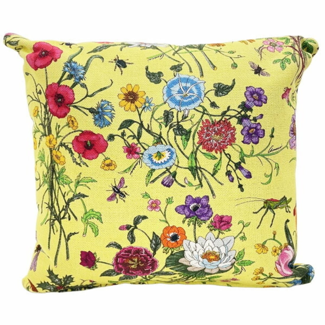 Gucci Flora Throw Pillow, Cotton and Linen, Multicolored Yellow, GUCCI Flower Mini Cushion, Pillow (1 of 11)