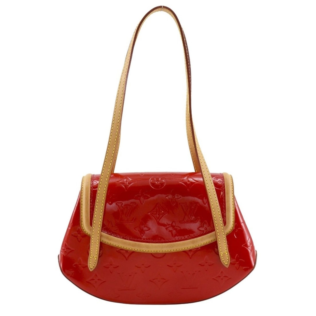 Louis Vuitton Biscayne Bay PM Tote Bag M91291 Monogram Vernis 2004 Red TH0044 Magnet Attached (1 of 19)
