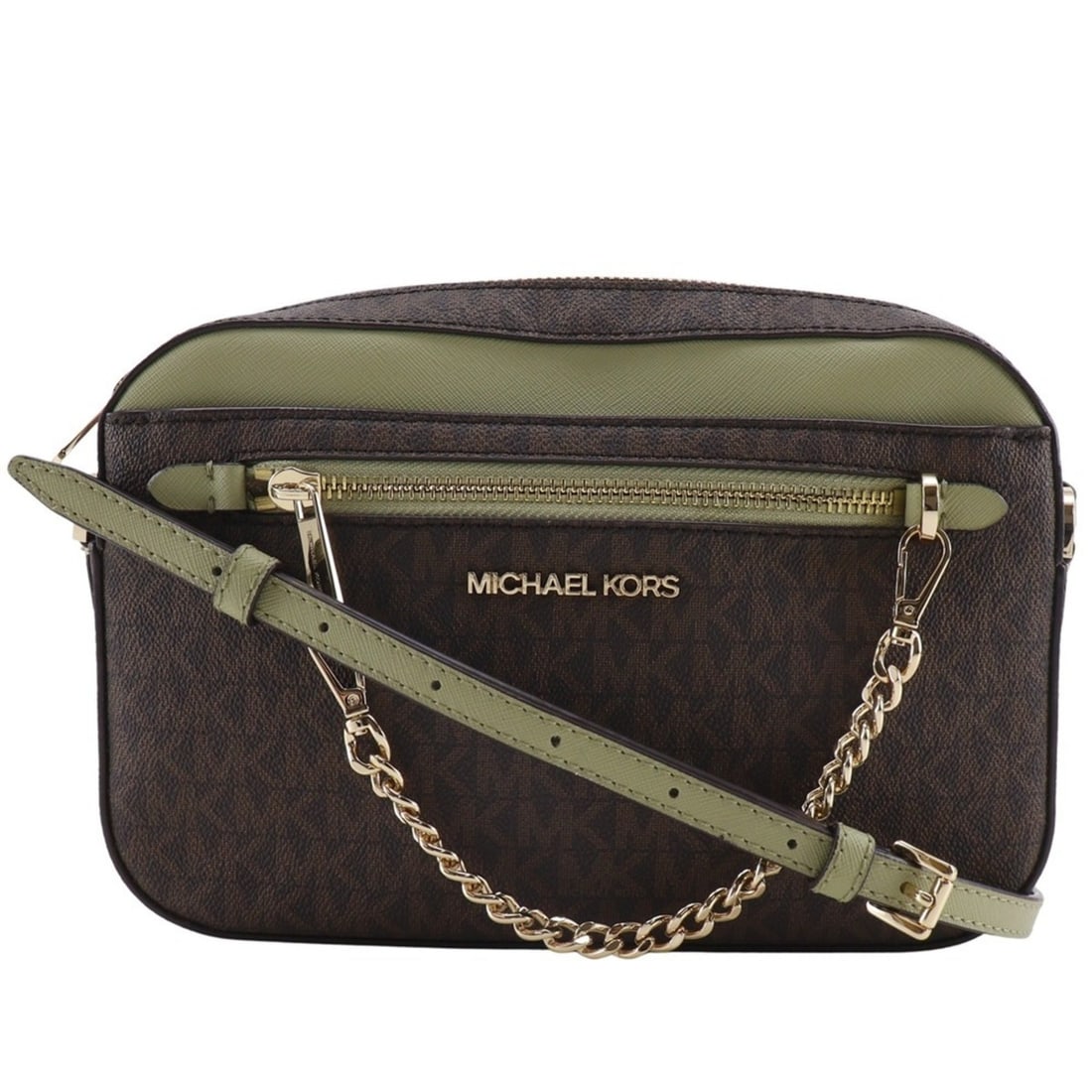 Michael Kors JET SET ITEM EW Zip Chain Shoulder Bag, MK Signature PVC, Brown, A5, Women's (1 of 15)