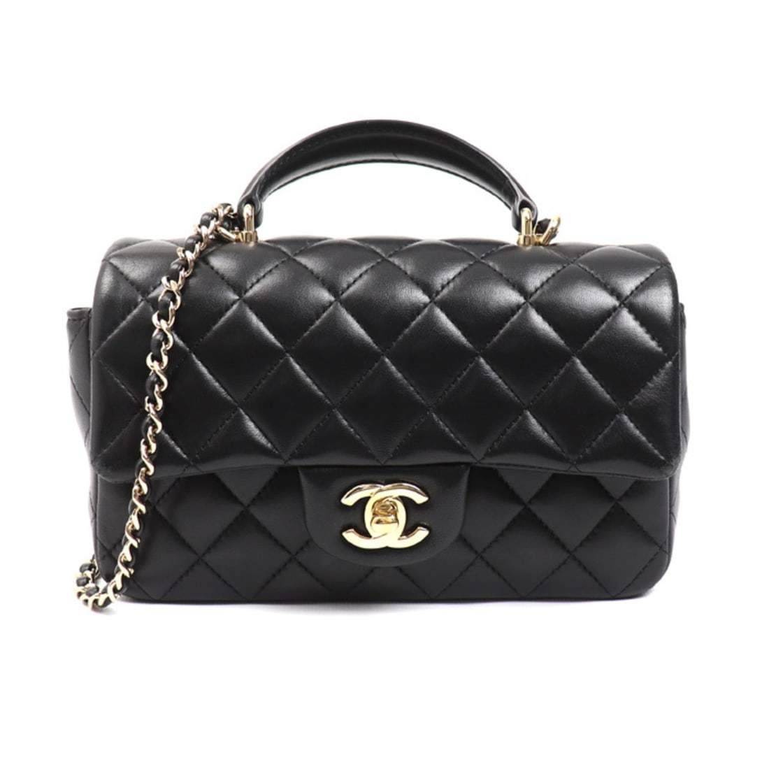 CHANEL Top Handle Mini Flap Bag, 2-Way Shoulder Black, AS2431, Women's (1 of 10)
