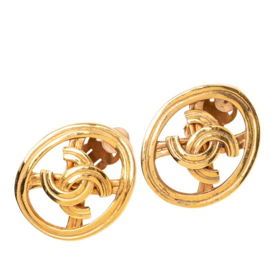 CHANEL Coco Mark Earrings, Gold Plated, Women's (1 of 13)