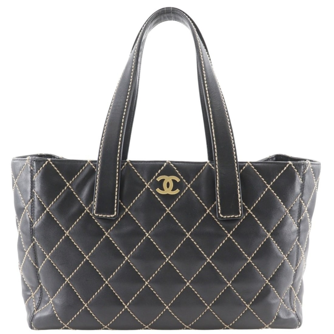 CHANEL Wild Stitch Tote Bag, Black Calfskin, A4 Size, Magnetic Attachment, Women's: --- Catalog ---Category: SizeWeight: 840g / 1.85lb.Handle Drop: 21.00cm / 8.27''Size (HxWxD): 22cm x 35cm x 13cm / 8.66'' x 13.77'' x 5.11''Category: DesignType: Tote bagColor: BlackGender: WomenClosu
