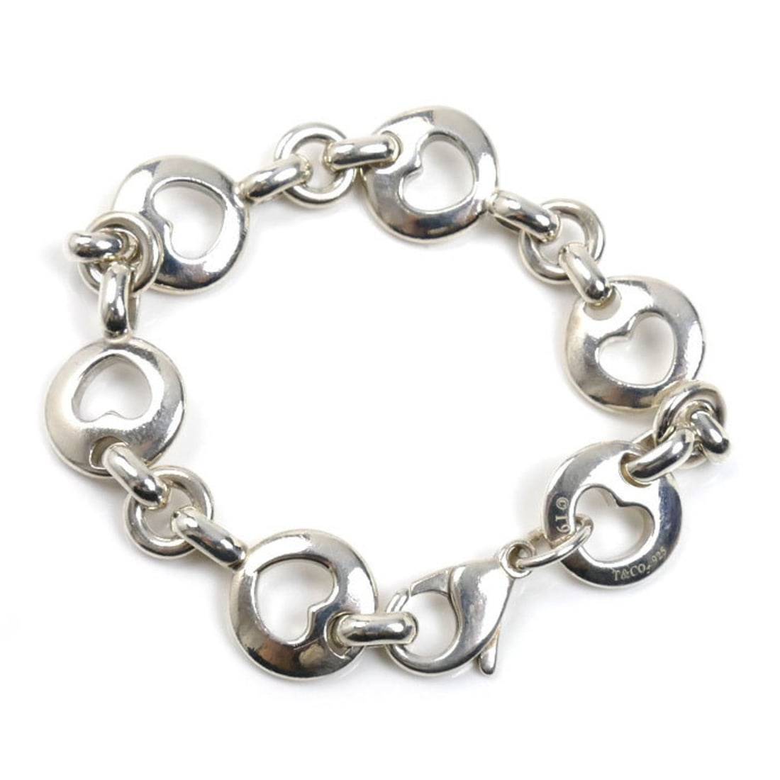 TIFFANY & Co. Tiffany Sterling Silver Pierced Heart Bracelet, 28.4g, 17.5cm, Women's (1 of 19)