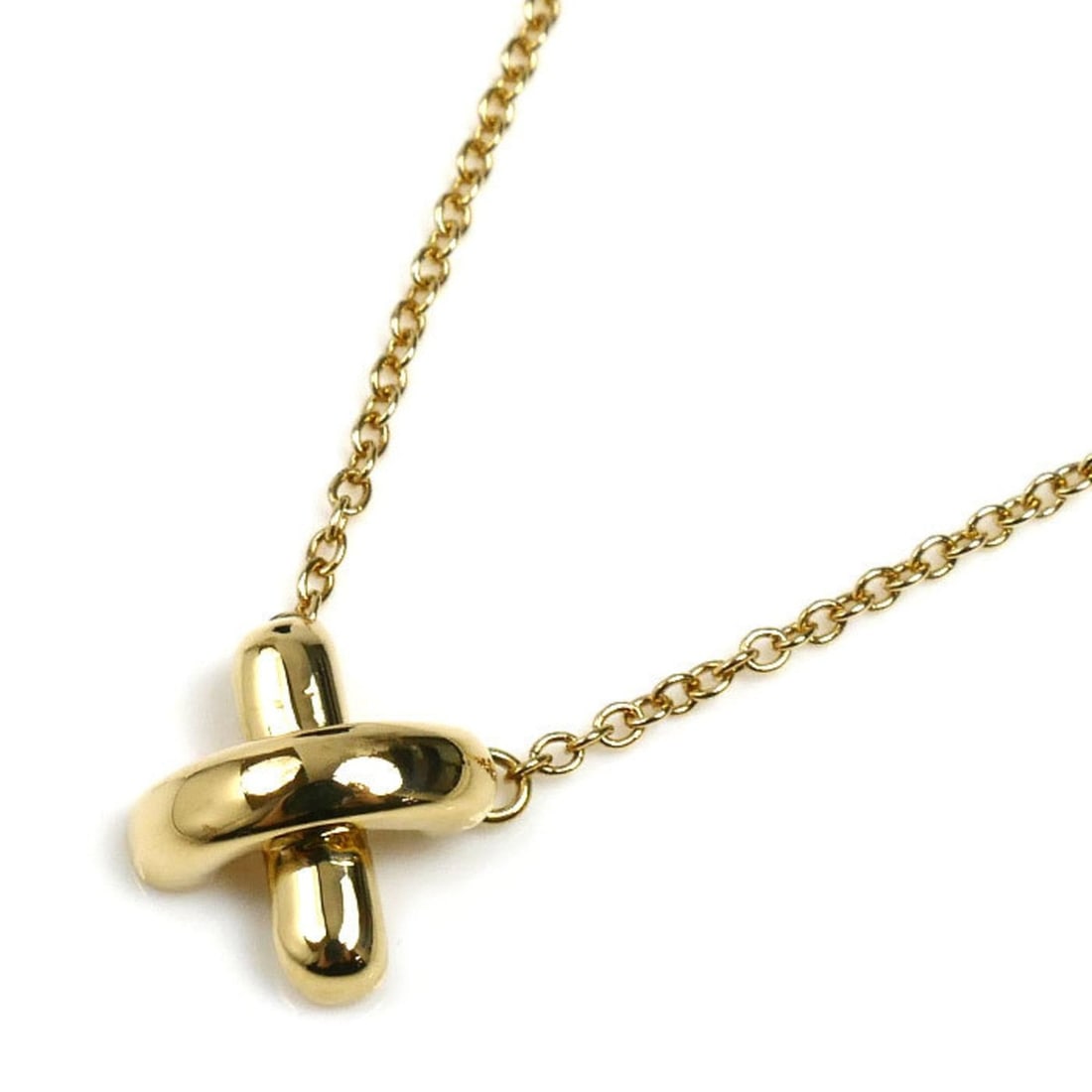 TIFFANY & Co. 18K Yellow Gold Cross Stitch Necklace, 2.7g, 41cm, Women's: --- Catalog ---Category: SizePendant Size: 7.2mm x 7.2mm / 0.28'' x 0.28''Neck Circumference: 41 cm / 16.14''Category: DesignGender: WomenMaterial: Yellow gold (18K)Necklace Type: NecklaceCategory: Ge