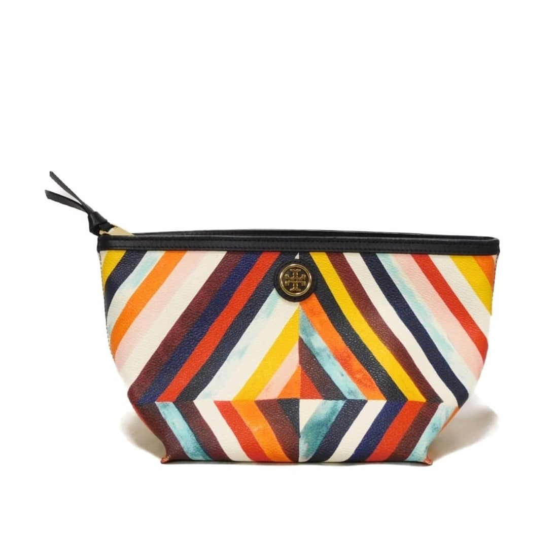 Tory Burch Kerrington Diamond Combo Pouch with Stripe, Double T, Metal, and PVC in Multicolor. (1 of 20)