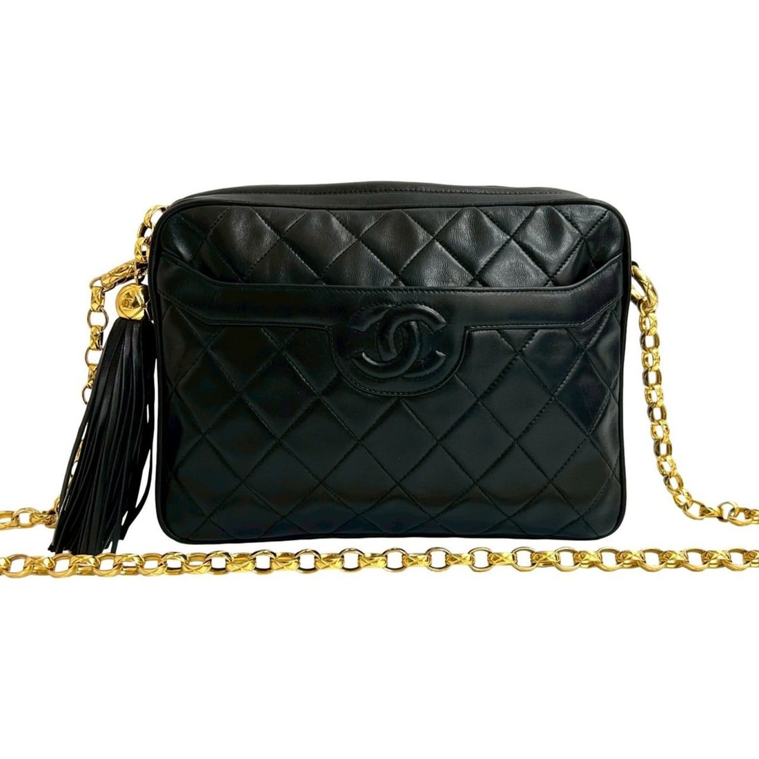 CHANEL Matelasse Coco Tassel Lambskin Chain Shoulder Bag, Black, 2118a (1 of 16)