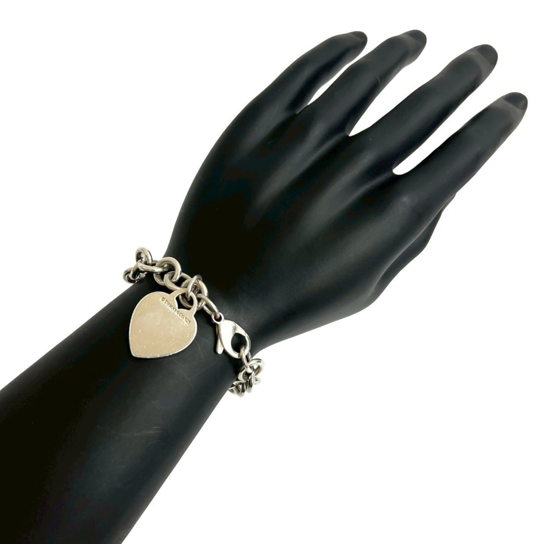 TIFFANY & Co. Tiffany Return to Heart Logo Plate Sterling Silver 925 Bracelet Chain Bangle 25748 (1 of 8)