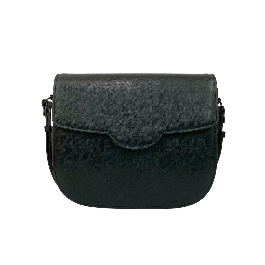 Yves Saint Laurent YSL Logo Leather Semi Shoulder Bag Black 91781: --- Catalog ---Category: SizeSize (HxWxD): 22cm x 26cm x 5cm / 8.66'' x 10.23'' x 1.96''Category: DesignType: Shoulder bagColor: BlackGender: WomenMaterial: Leather Category: GeneralBrand: Yves Saint