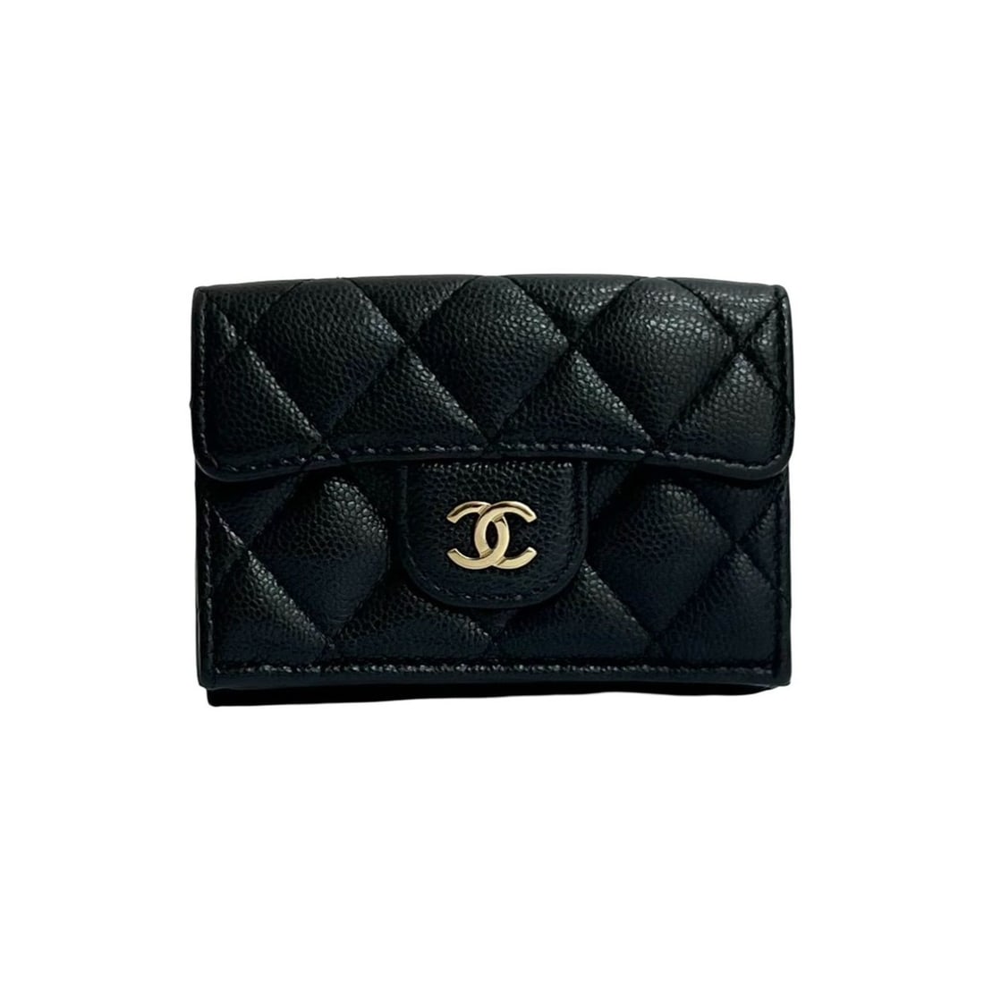 CHANEL Matelasse Coco Mark Caviar Leather Tri-fold Wallet, Black, 35357 (1 of 10)