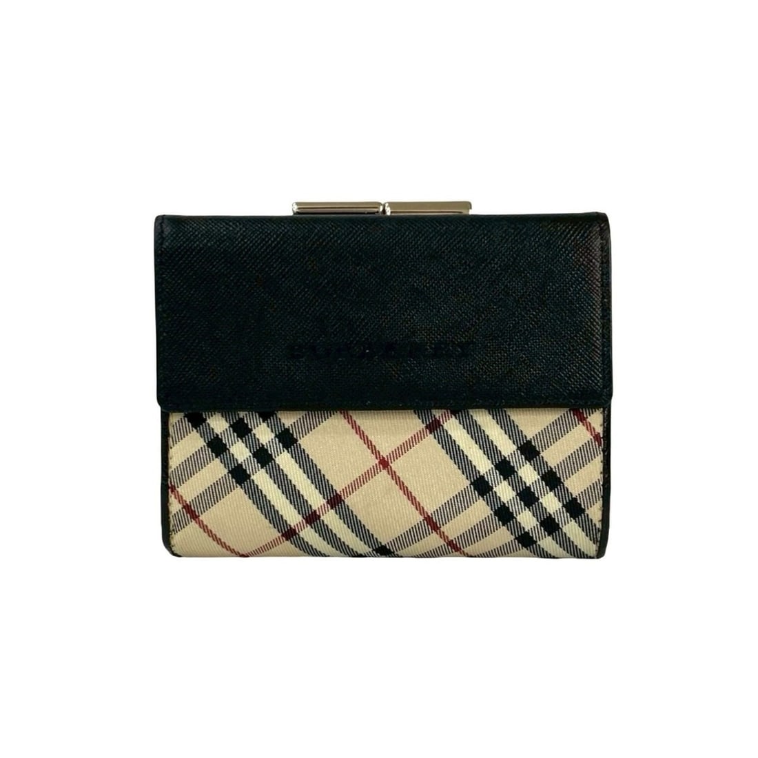 BURBERRY Nova Check Canvas and Leather Clasp Tri-fold Wallet, Black, 60206 (1 of 17)