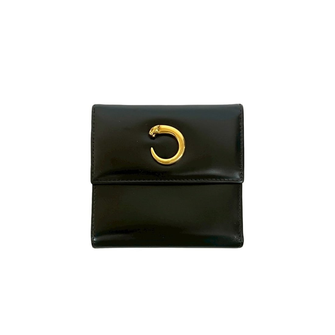 CARTIER Panther Line Calf Leather Tri-fold Wallet, Black, 32172 (1 of 11)