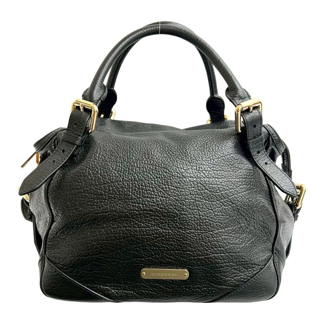 BURBERRY Logo Plate Leather Handbag, Tote Bag, Boston Black 32750 (1 of 11)