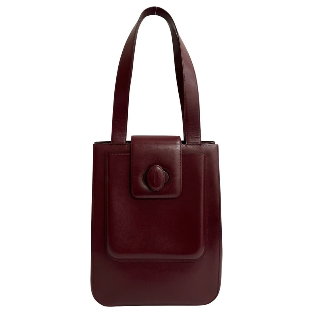 CARTIER Must Line Leather Tote Bag, Semi-Shoulder Handbag, Bordeaux 430-6 (1 of 11)