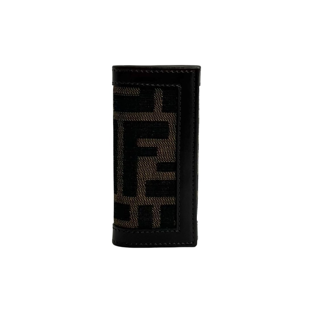 FENDI Zucca FF Leather Canvas 4-Ring Key Case Cover Brown/Black 22769: --- Catalog ---Category: DesignType: KeycaseColor: Black, BrownMaterial: Leather , Canvas Category: GeneralBrand: FendiCategory: Physical PropertiesSize (HxWxD): 5cm x 9.5cm x 1.5cm / 1.96'' x 3.74''