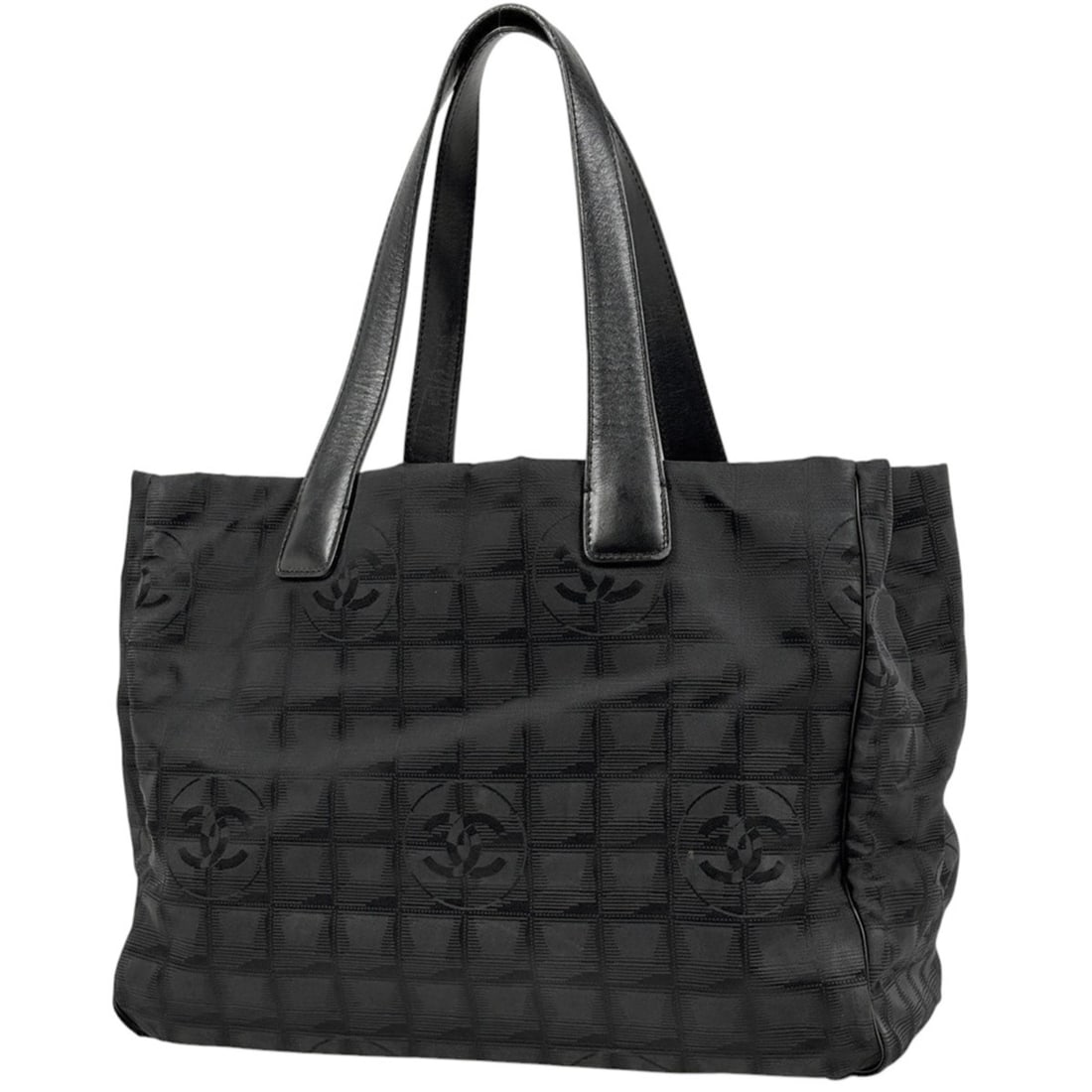 CHANEL New Travel Line Tote MM Coco Mark Shoulder Bag, Nylon Jacquard, Black, A15991, Women's (1 of 11)