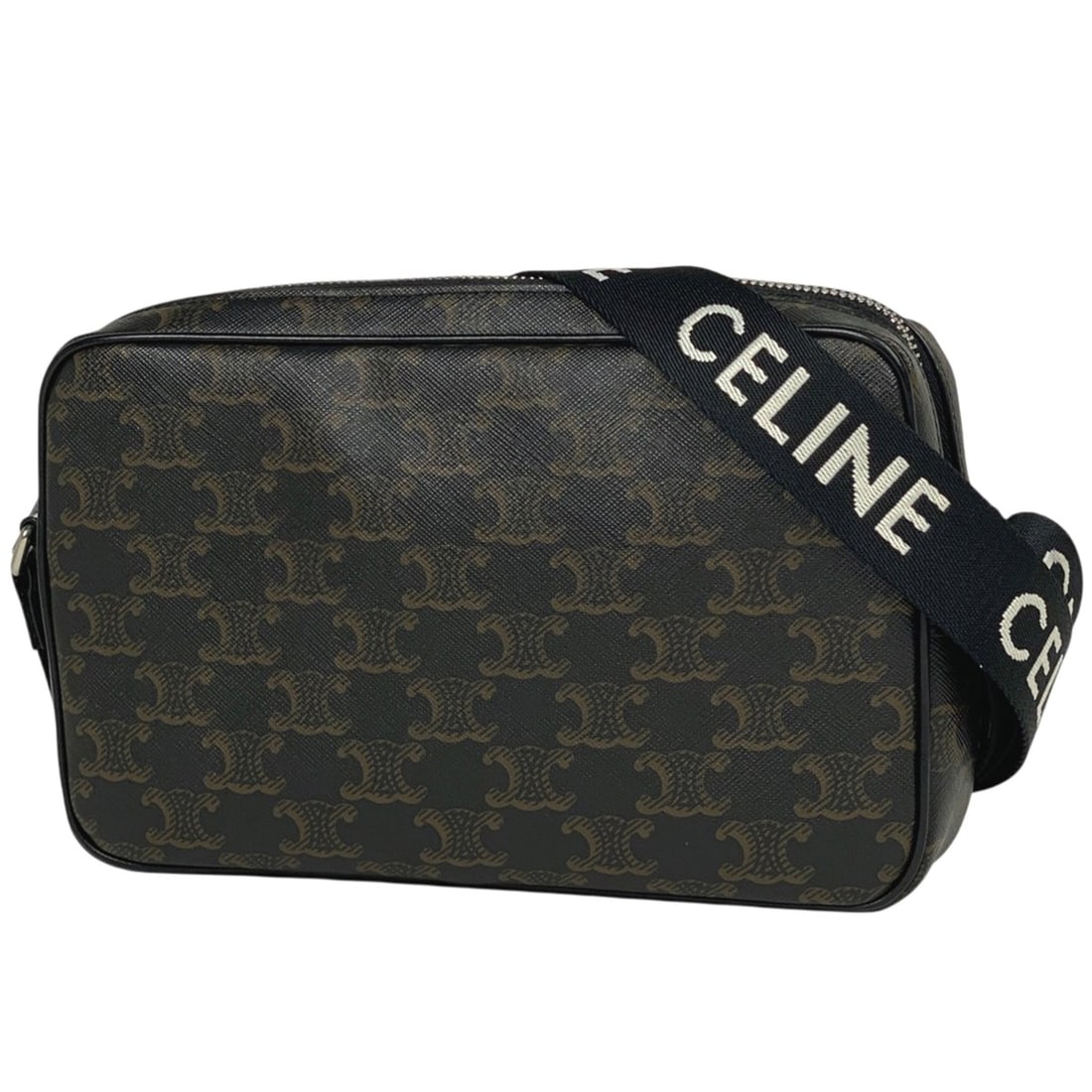 Celine Triomphe Shoulder Bag, Crossbody, Logo, Coated Canvas, Black, Women's: --- Catalog ---Category: SizeSize (HxWxD): 14cm x 22cm x 5cm / 5.51'' x 8.66'' x 1.96''Category: DesignType: Shoulder bagColor: BlackGender: WomenMaterial: Coated canvas , Leather Category: GeneralBra