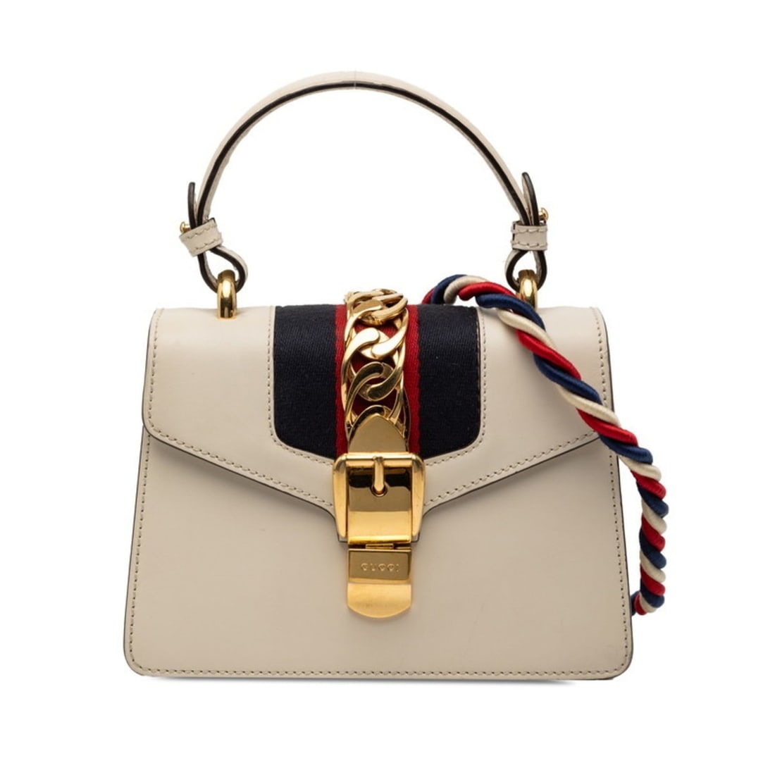 Gucci Sherry Line Sylvie Handbag/Shoulder Bag, 2-Way, 470270, White Leather, Women's: --- Catalog ---Category: SizeSize (HxWxD): 14.5cm x 20cm x 8cm / 5.7'' x 7.87'' x 3.14''Category: DesignType: Handbag, Shoulder bagColor: WhiteGender: WomenMaterial: Leather Category: GeneralMPN: 4702