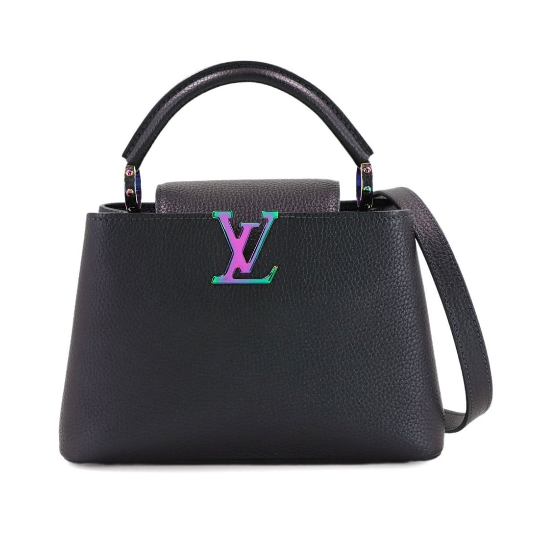 Louis Vuitton Capucines BB 2-way hand/shoulder bag in metallic black taurillon leather (M58593) with (1 of 9)