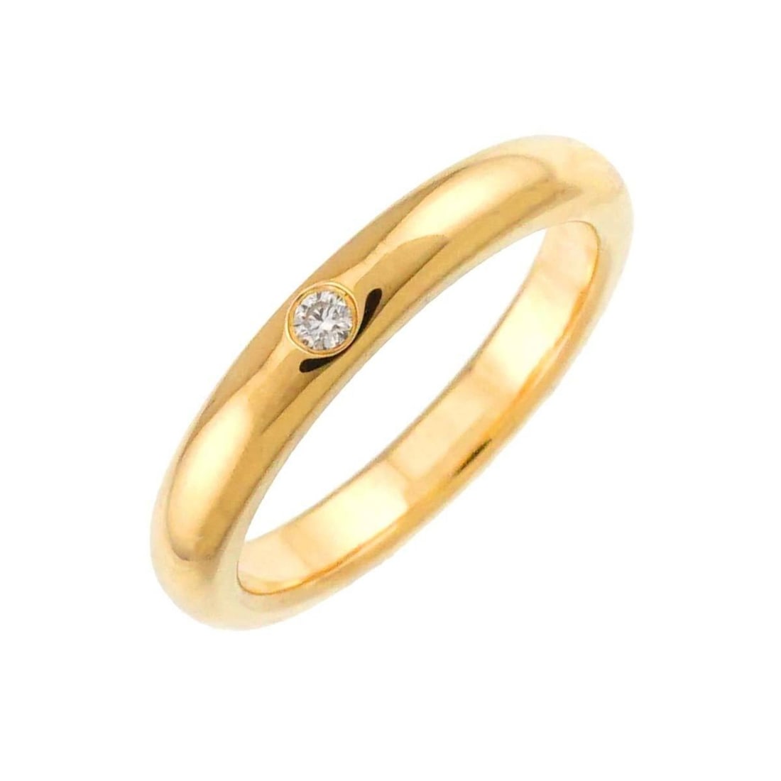 Tiffany & Co. Stacking Band, Size 5, 18K Yellow Gold 750 Ring with One Diamond (1 of 11)