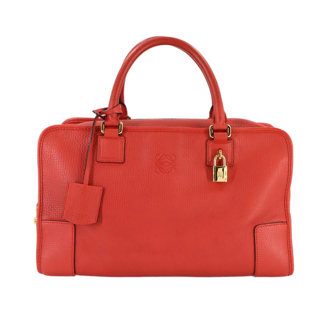 LOEWE Amazona 36 Handbag in Red Leather with Gold Hardware (Product Code: 352.45.A22): --- Catalog ---Category: SizeSize (HxWxD): 21cm x 36cm x 15.5cm / 8.26'' x 14.17'' x 6.1''Category: DesignType: HandbagColor: Red colorGender: WomenMaterial: Leather Category: GeneralMPN: 352.45.A22Br
