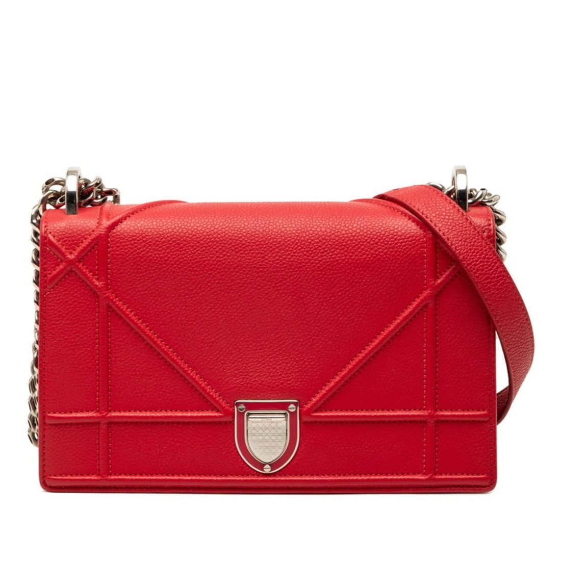 Christian Dior Dior Diorama Chain Shoulder Bag Red Leather Women's (1 of 6)