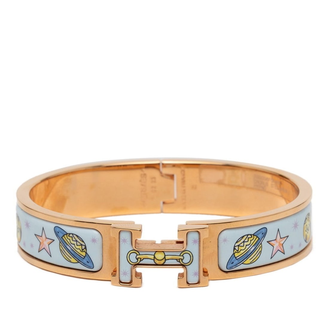 Hermes Hermès Click H PM Chorus Stellarum Bangle Bracelet in Gold, Blue, and Multicolor Plated for: --- Catalog ---Category: SizeLength: 15.5cm / 6.1''Category: DesignType: BangleColor: Blue, Gold, Multi-colorGender: WomenCategory: GeneralBrand: Hermes--- Item List ---Section: ConditionRanking: Rank