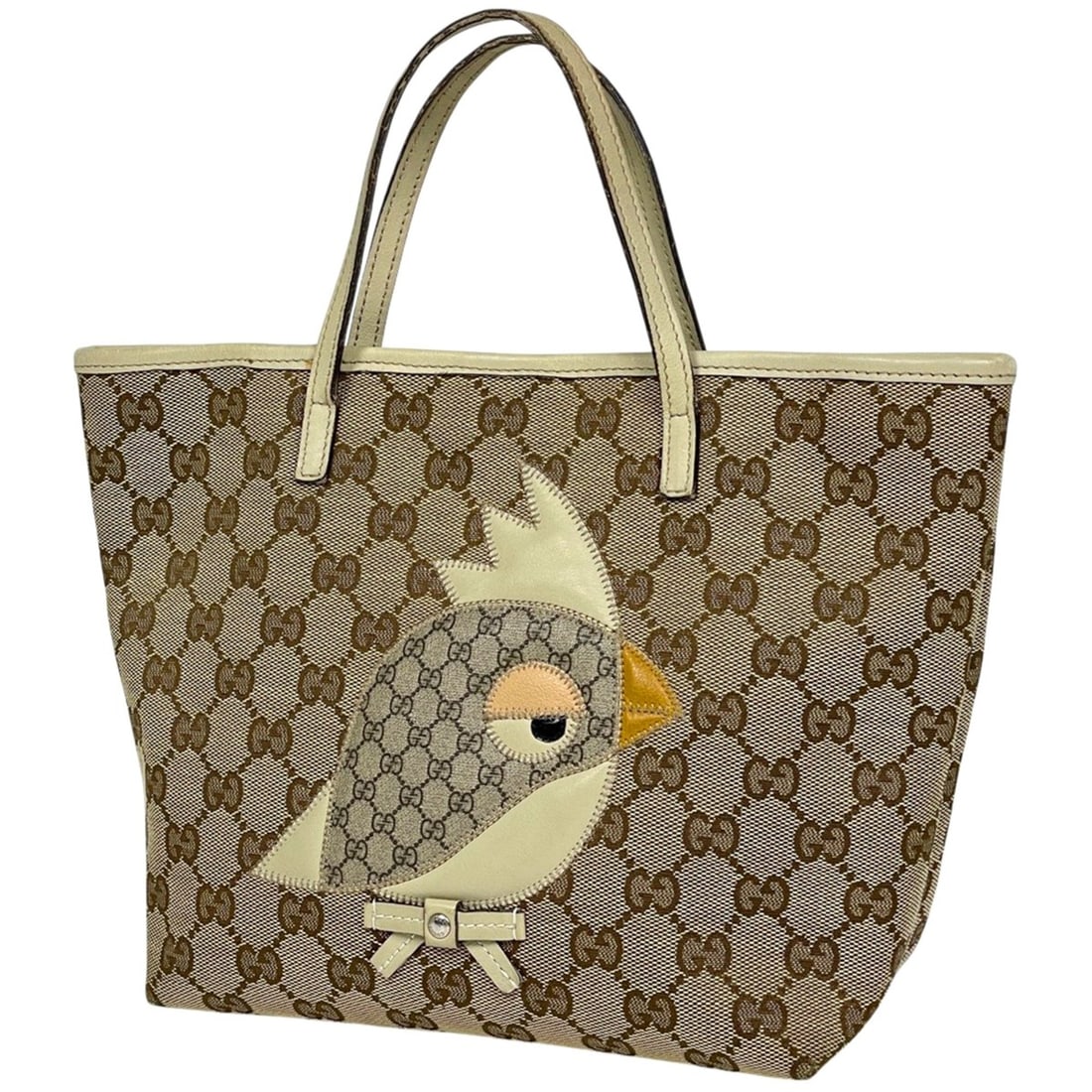 Gucci Papagallo Children's Zoo Tote Bag with GG Pattern, Brown Canvas, 271101, Women's: --- Catalog ---Category: SizeSize (HxWxD): 20cm x 20cm x 10cm / 7.87'' x 7.87'' x 3.93''Category: DesignType: Handbag, Tote bagColor: BrownGender: WomenMaterial: GG canvas , Leather Category: GeneralL