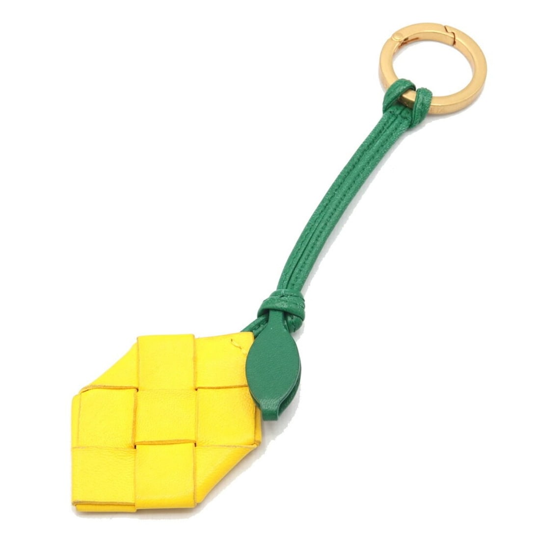 Bottega Veneta Key Ring, Intrecciato Yellow/Green Leather Keychain Bag Charm, Lemon, Women's,: --- Catalog ---Category: DesignType: KeyringColor: Green, YellowGender: WomenMaterial: LeatherCategory: GeneralBrand: Bottega Veneta--- Item List ---Section: ConditionRanking: Rank AB Used - Traces of
