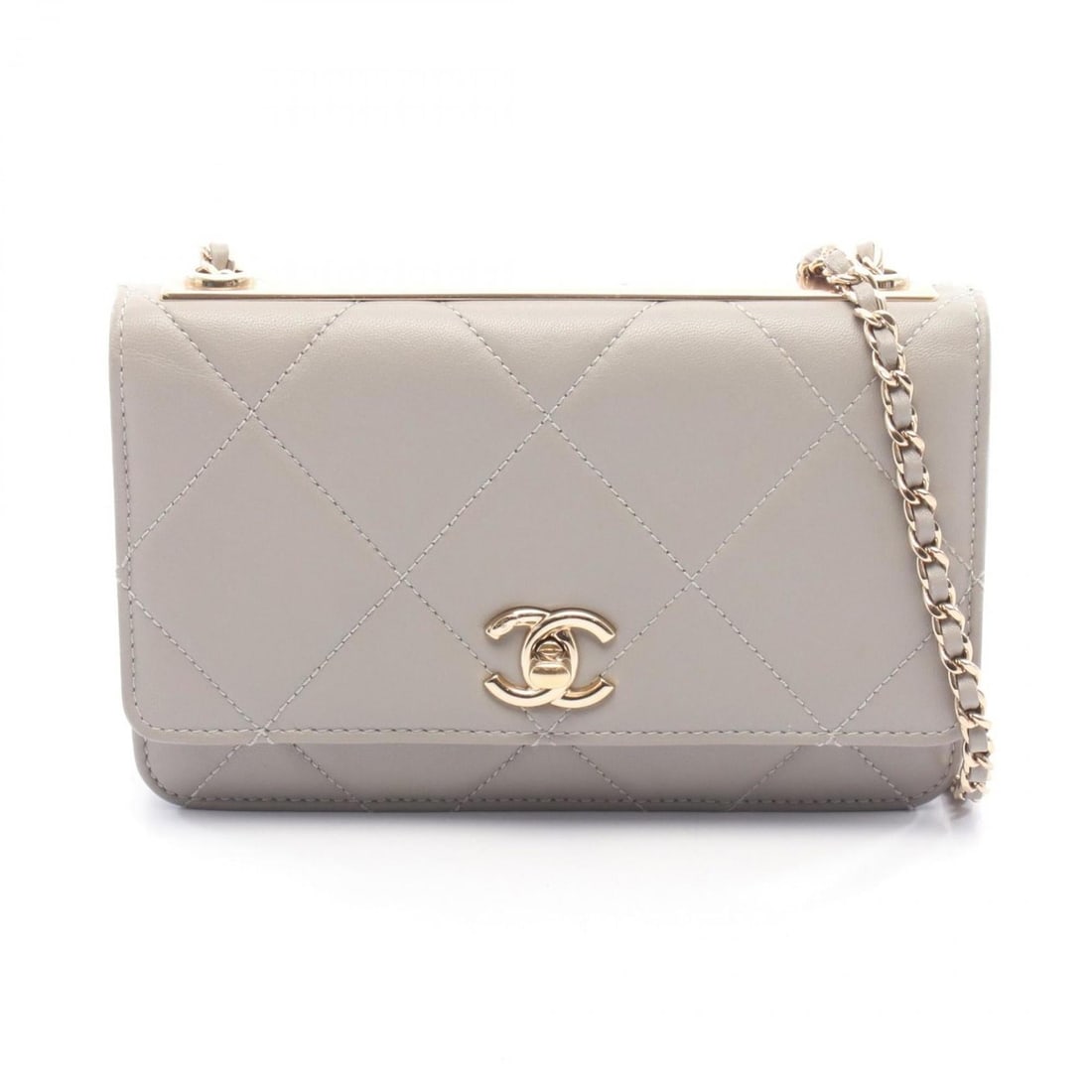 CHANEL Matelasse Shoulder Bag, Leather, Women's, Gray (1 of 10)