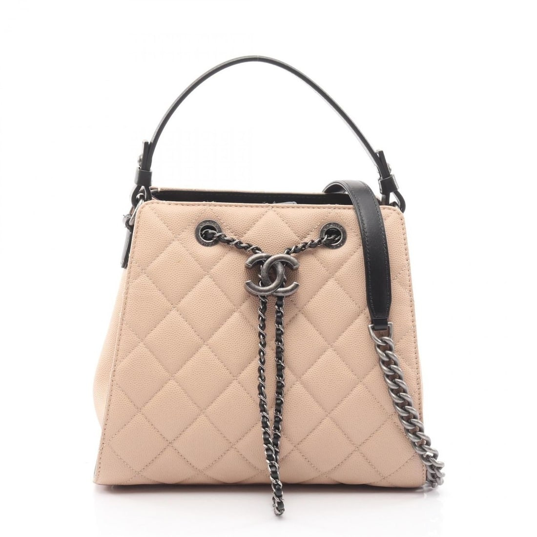 Chanel CC Bucket Matelasse Handbag in Grained Calfskin Leather, Beige and Black (1 of 10)