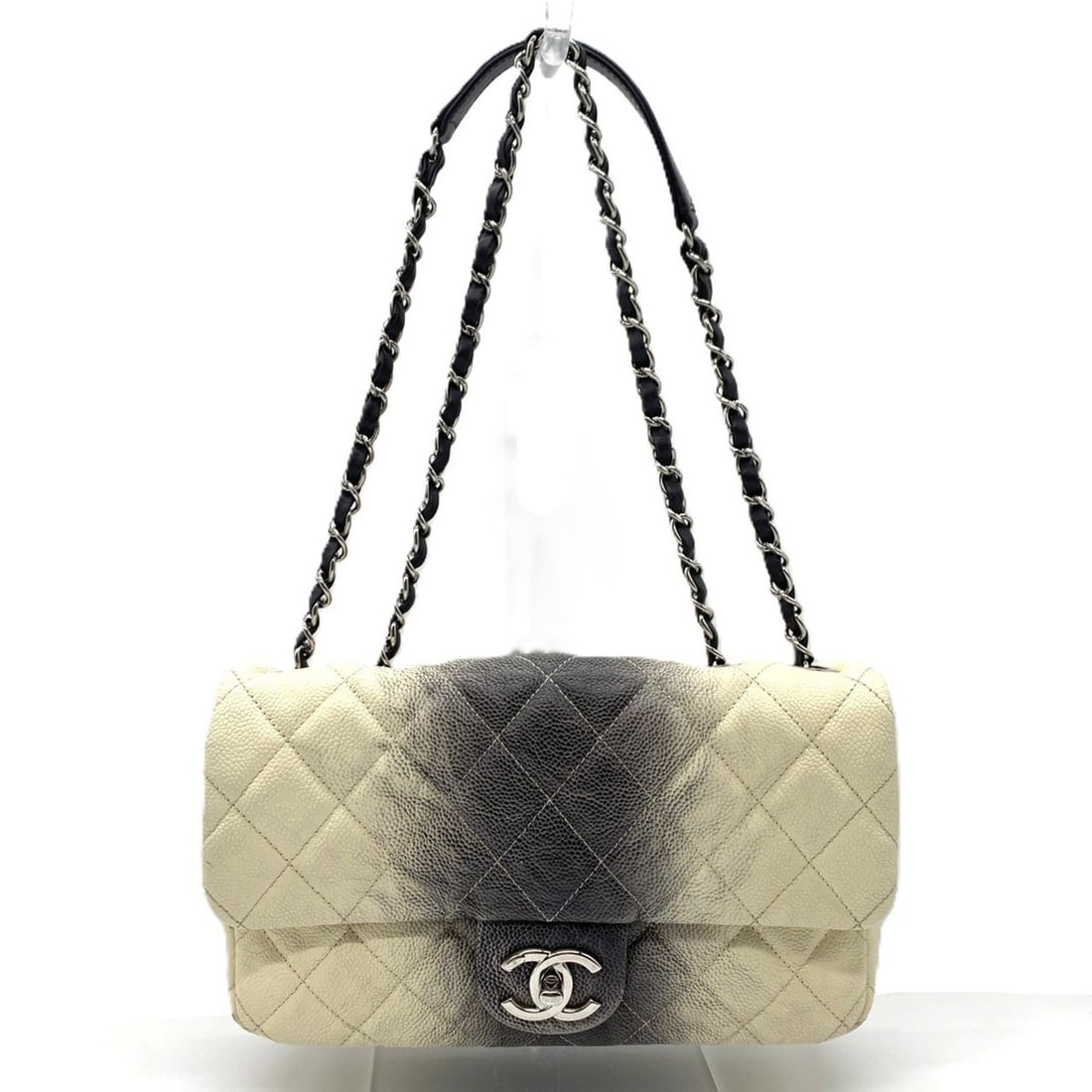 CHANEL CC Coco Mark Matelasse Quilted Double Chain Shoulder Bag Single Flap Caviar Leather Women's (1 of 12)