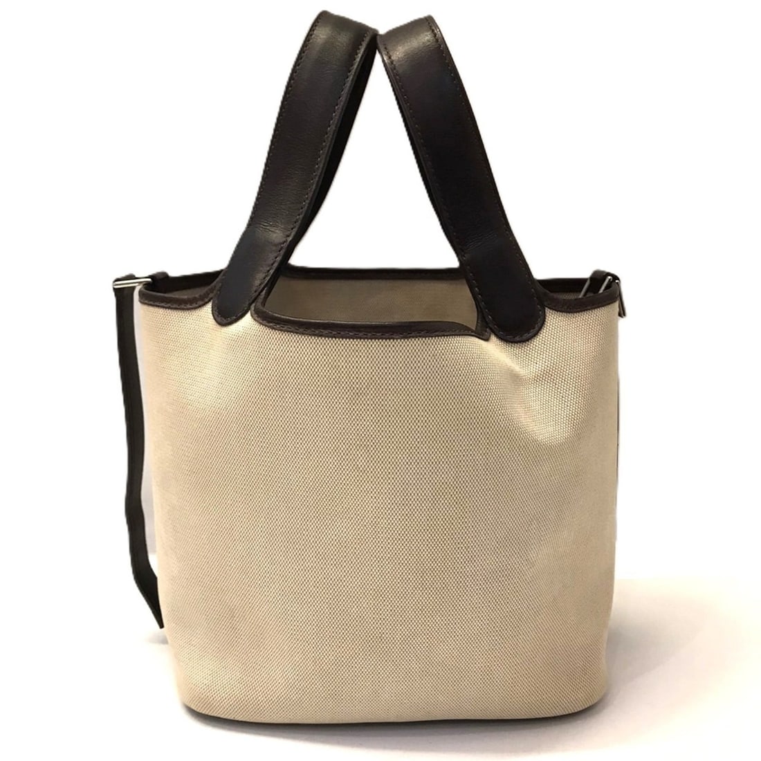 Hermès Picotin PM Toile H Canvas Leather ?G Stamp HERMES: --- Catalog ---Category: SizeWeight: 285g / 10.05oz.Size (HxWxD): 18cm x 18cm x 13cm / 7.08'' x 7.08'' x 5.11''Handle Length: 12cm / 4.72''Category: DesignType: HandbagGender: WomenClosure: