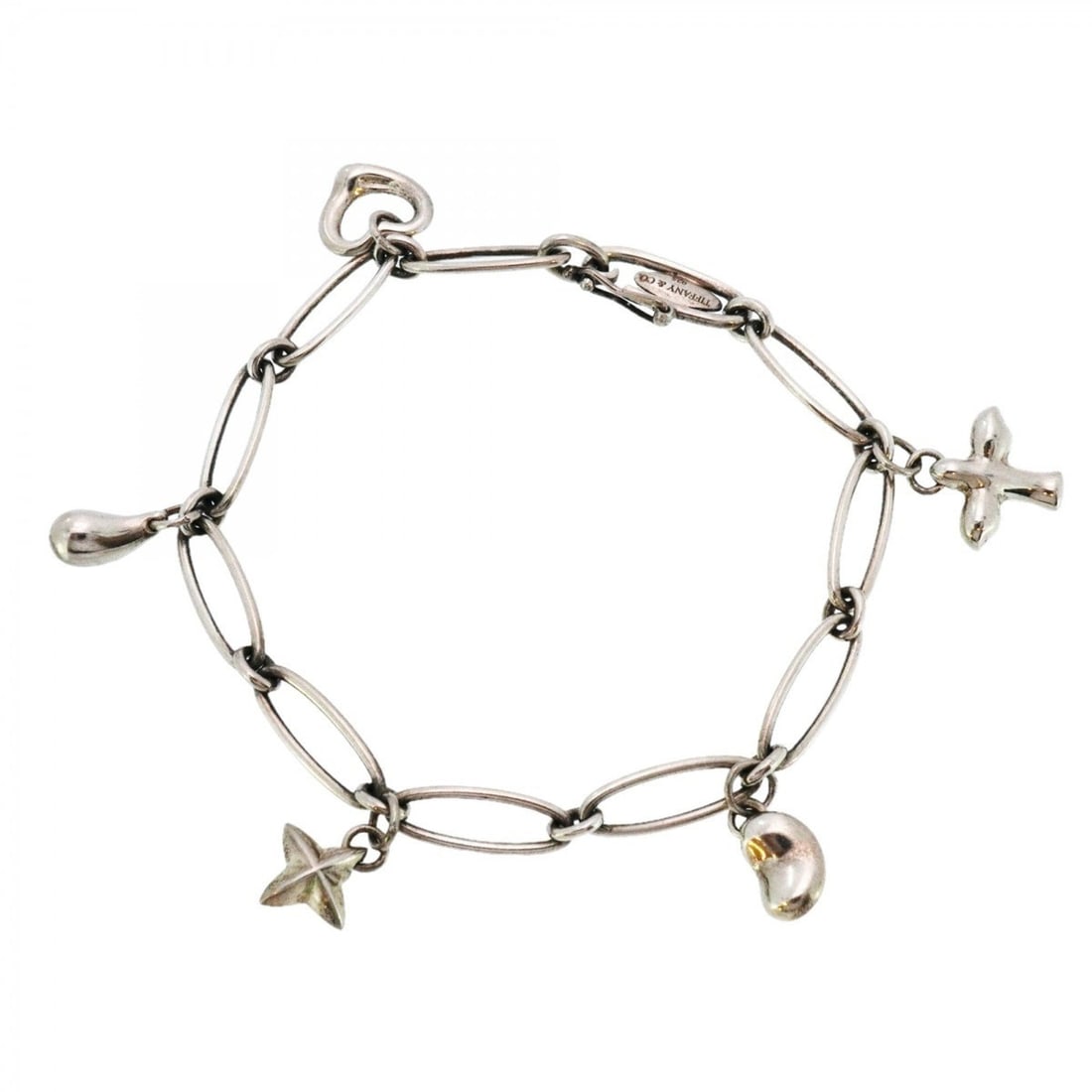 Tiffany Bracelet Heart Teardrop Bean Bird Cross Sterling Silver 925 for Women: --- Catalog ---Category: SizeLength: 17.5cm / 6.88''Category: DesignType: Charm braceletGender: WomenMaterial: Silver 925Category: GeneralBrand: Tiffany--- Item List ---Section: ConditionRanking: Rank