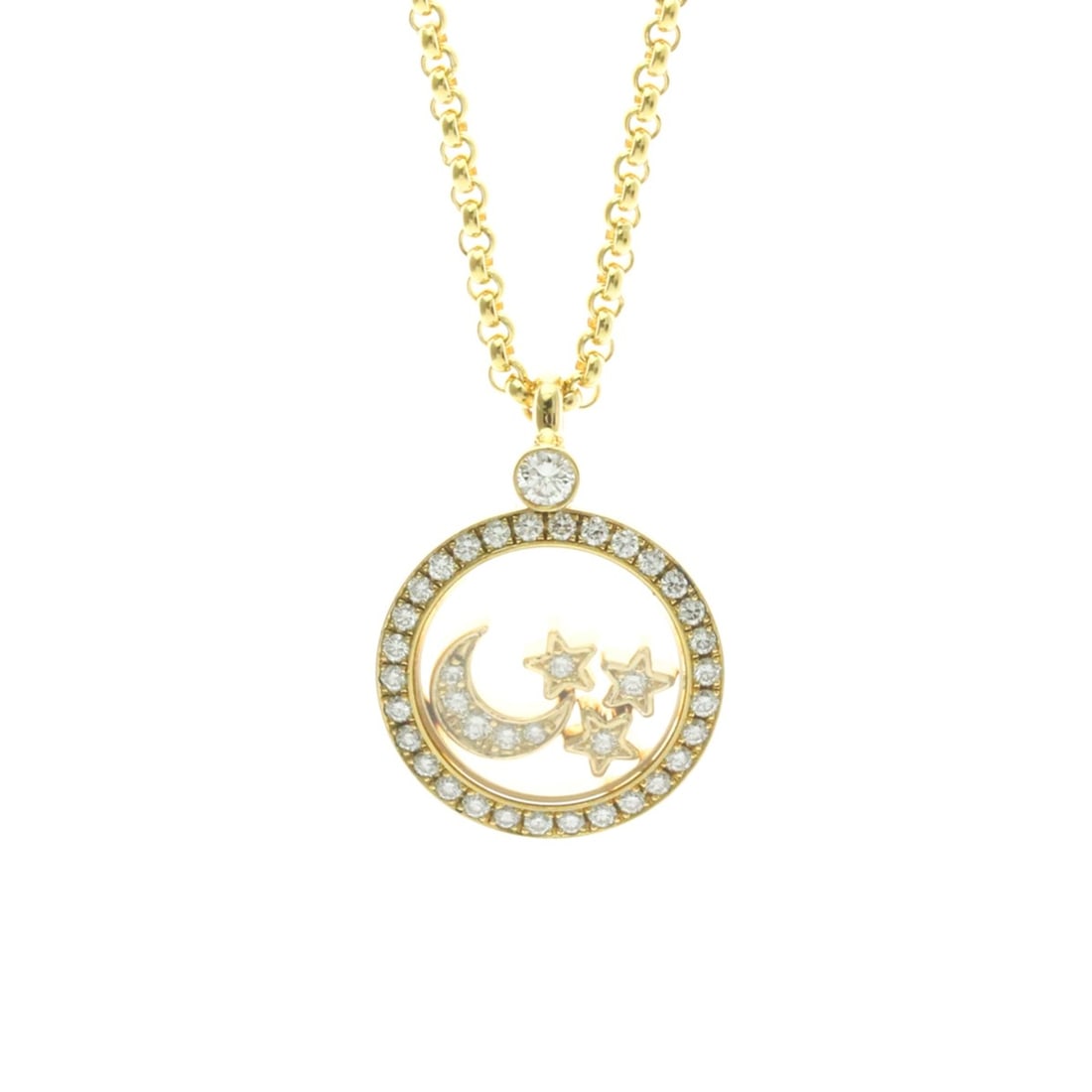 Chopard Happy Diamonds Necklace 79/3926 Yellow Gold (18K) Diamond Men,Women Fashion Pendant Necklace: --- Catalog ---Category: SizeWeight: 15g / 0.52oz.Pendant Size: 23mm x 16.8mm / 0.9'' x 0.66''Neck Circumference: 42 cm / 16.53''Category: DesignColor: GoldMetal: GoldStone: DiamondStyle: FashionGende