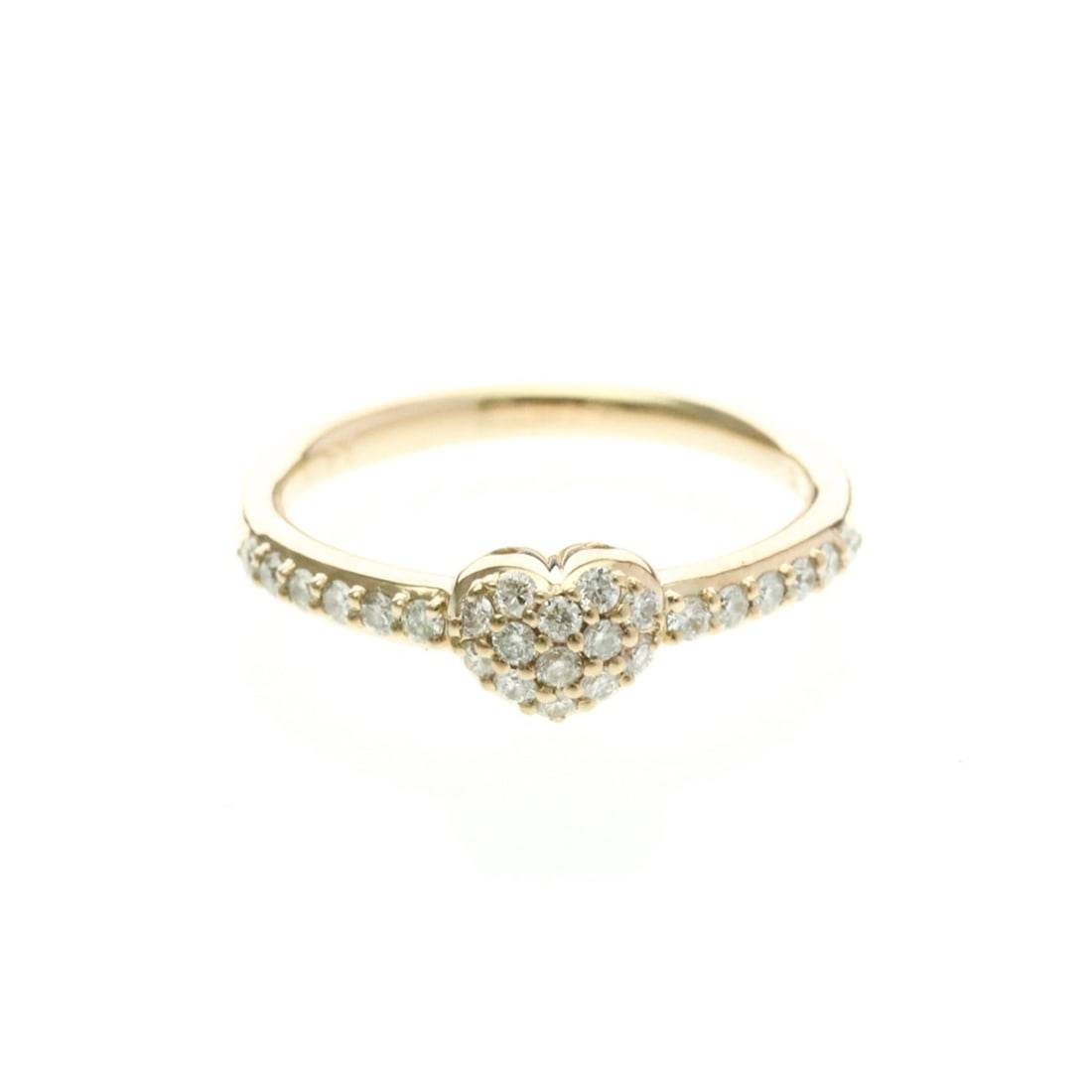 Ponte Vecchio Heart Diamond Pavé Ring Pink Gold (18K) Fashion Diamond Band Ring Pink Gold (1 of 11)