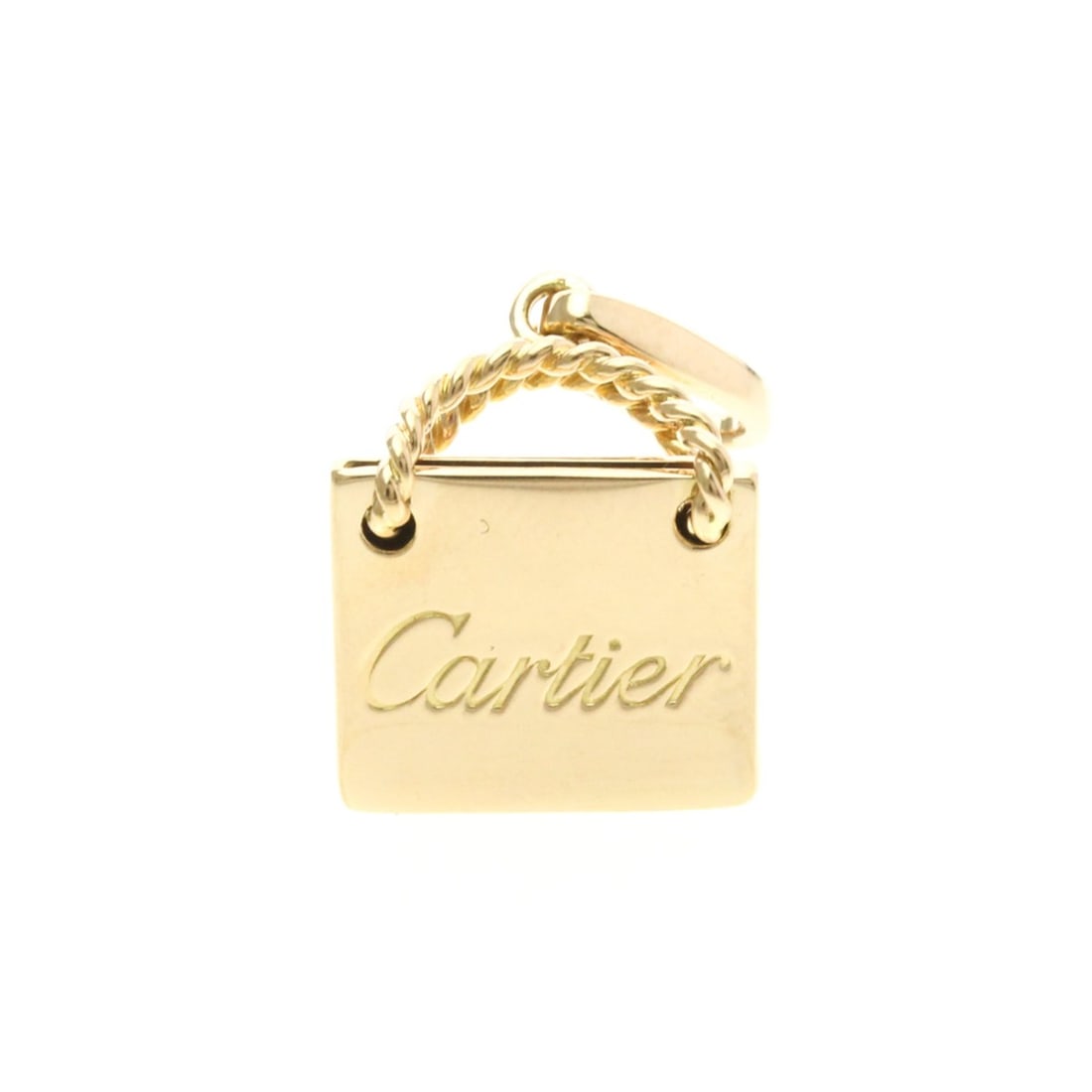 Cartier Shopping Bag Charm Pink Gold (18K) No Stone Men,Women Fashion Pendant Necklace (Pink Gold): --- Catalog ---Category: SizeWeight: 4.4g / 0.15oz.Pendant Size: 16.5mm x 14.7mm / 0.64'' x 0.57''Category: DesignColor: Pink goldMetal: GoldStone: No StoneStyle: FashionGender: Men,WomenMaterial: Pin