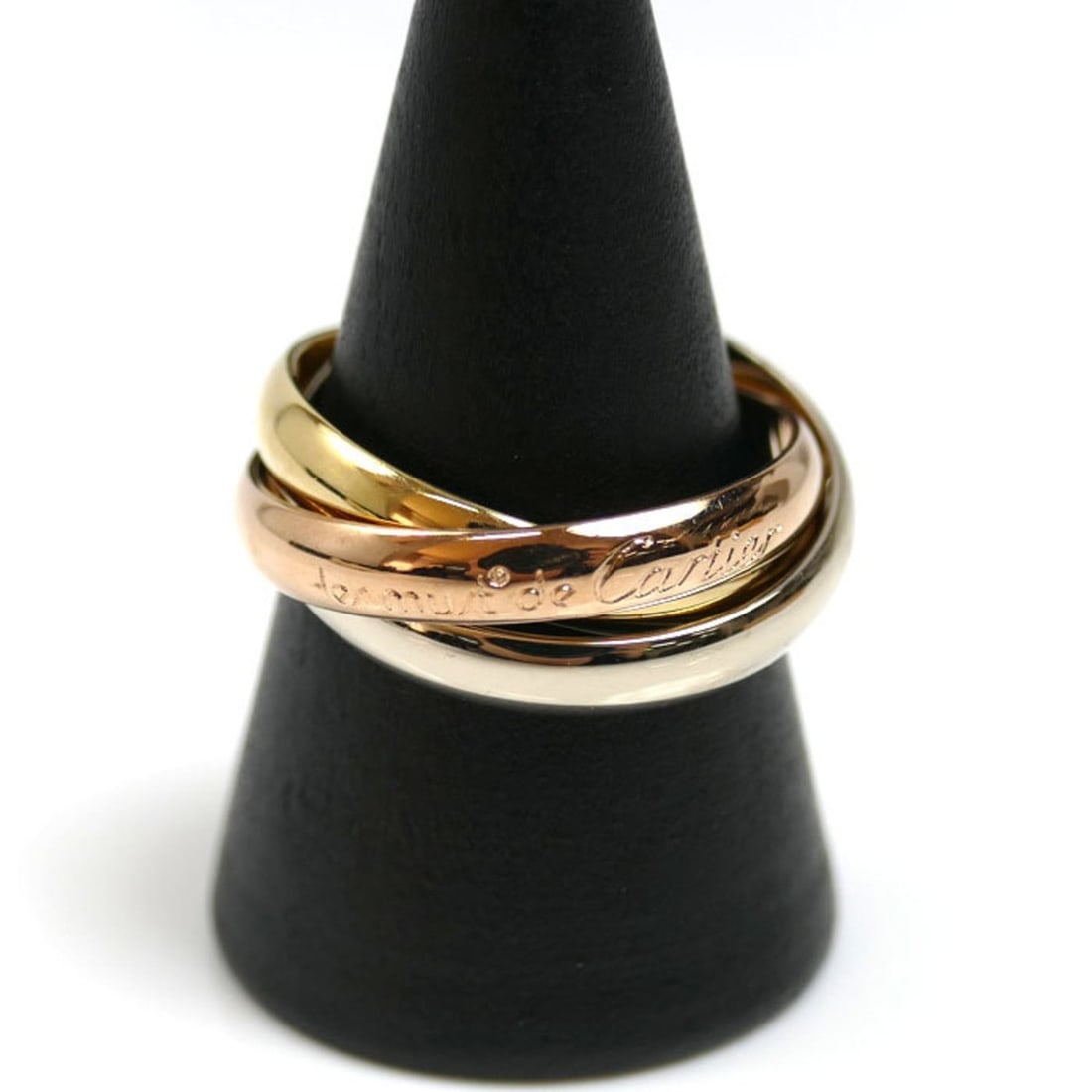 CARTIER Cartier 18K Yellow Gold, PG, WG Trinity "Les Must de Cartier" Ring, Size 56, 9.0g, Women's: --- Catalog ---Category: SizeUS Size: 8Brand Size: 56Category: DesignGender: WomenCategory: GeneralBrand: CartierCountry of Origin: France--- Item List ---Section: ConditionRanking: Rank A Used - A fe