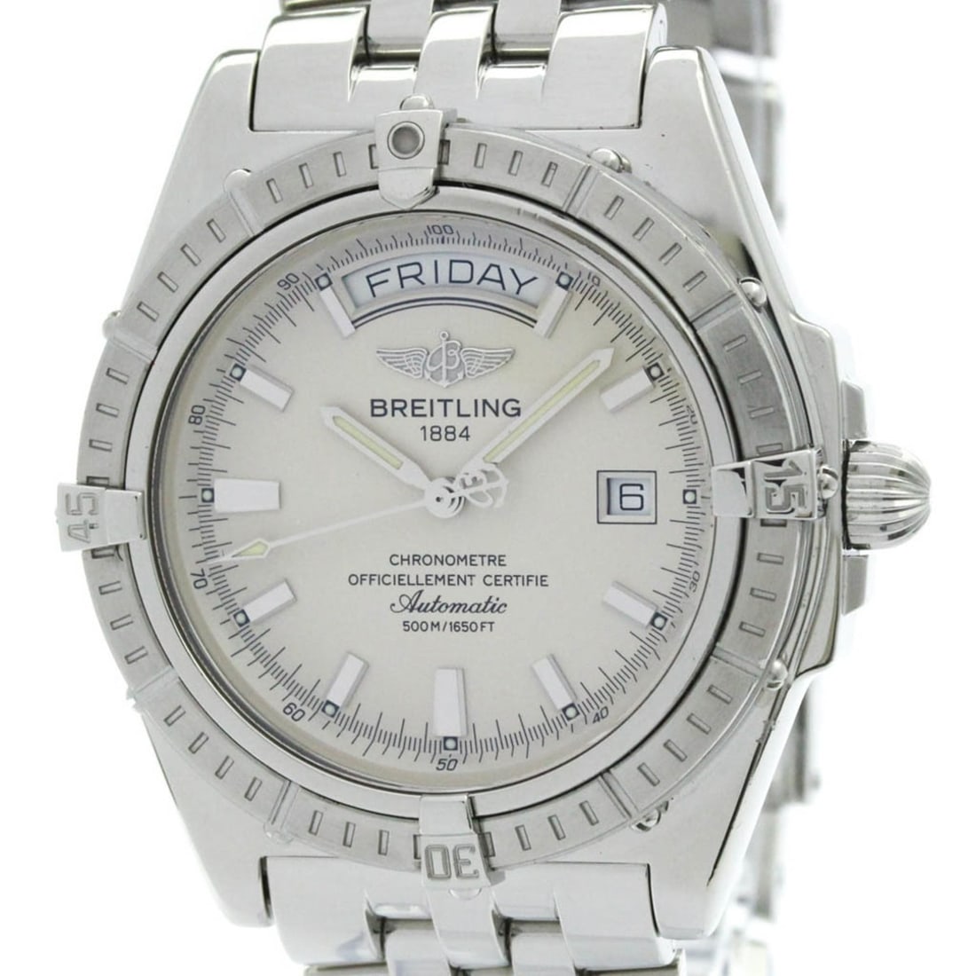BREITLING Headwind Stainless Steel Automatic Mens Watch A45355: --- Catalog ---Category: SizeCase Diameter: 43mm / 1.69''Category: DesignType: WristwatchStyle: SportGender: MenColor (Dial): SilverMaterial (Band): Stainless steelMaterial (Case): Stainless steelCate