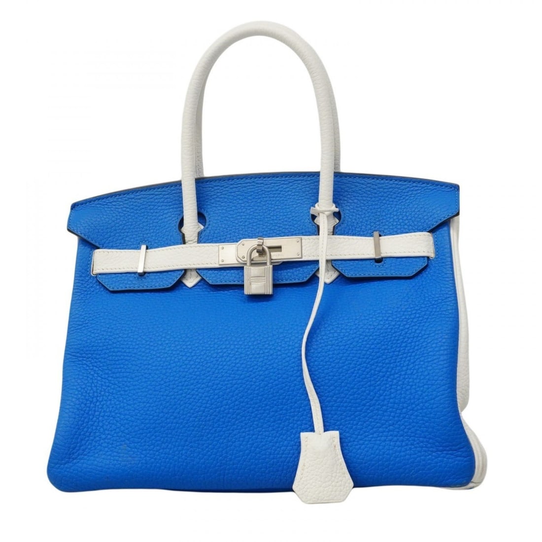 Hermes Hermès Birkin 30 Handbag, Taurillon Clemence, White, Mykonos, Q Stamp, SPO, Women's (1 of 17)